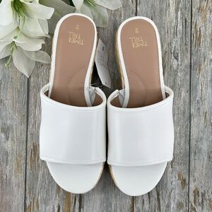 Women's Dressy Raffia Platform Slide Sandals Shies Size 9